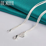 925 Silver Three Snake Chain Matte Pendant Necklace For Women