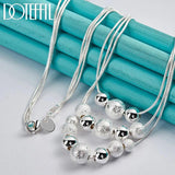 925 Silver Three Snake Chain Matte Pendant Necklace For Women