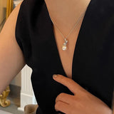 925 Silver Cat Pearl Necklace Retro Court Jewelry Birthday