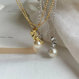 925 Silver Cat Pearl Necklace Retro Court Jewelry Birthday