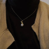 925 Silver Cat Pearl Necklace Retro Court Jewelry Birthday