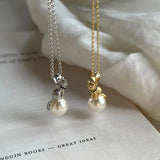 925 Silver Cat Pearl Necklace Retro Court Jewelry Birthday