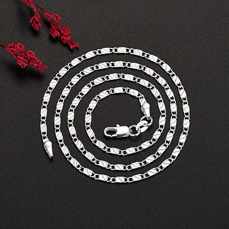 925 Sterling Silver 3mm Smooth Chain Necklace for Women Men Anti-allergic