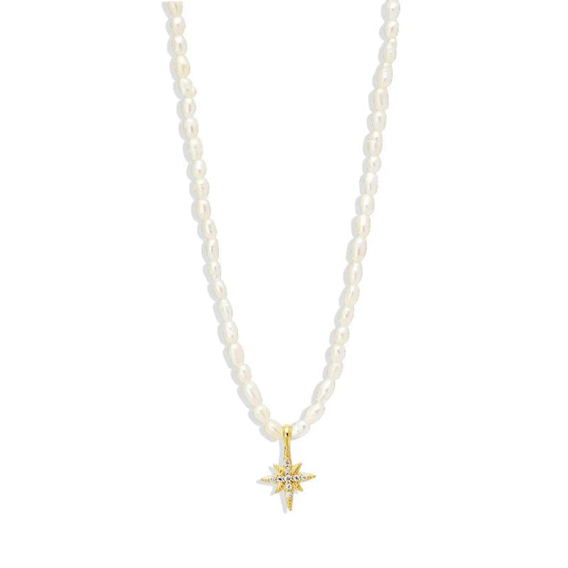 S925 Silver Pearl Star Moon Pendant Necklace for Women