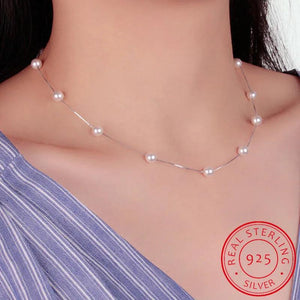 925 Silver 12 PCS 6mm Pearl Box Chain Choker Necklace