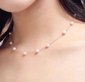 925 Silver 12 PCS 6mm Pearl Box Chain Choker Necklace