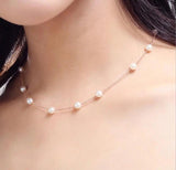 925 Silver 12 PCS 6mm Pearl Box Chain Choker Necklace