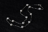 925 Silver 12 PCS 6mm Pearl Box Chain Choker Necklace