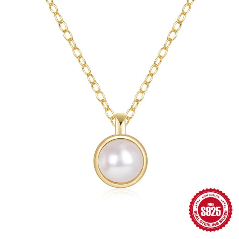 S925 Sterling Silver Pearl Wedding Necklace for Women