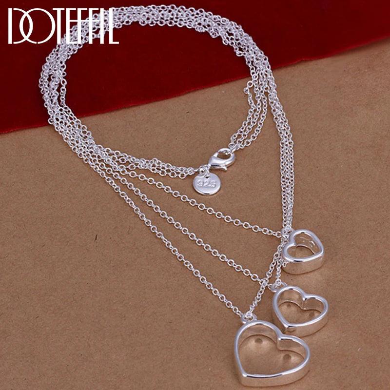 Sterling Silver Heart Pendant Necklace - Wedding Jewelry