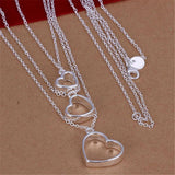 Sterling Silver Heart Pendant Necklace - Wedding Jewelry
