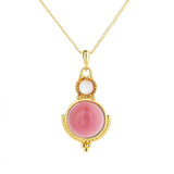 Pink Enamel Pearl Clavicle Chain Necklace for Girlfriend