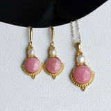 Pink Enamel Pearl Clavicle Chain Necklace for Girlfriend
