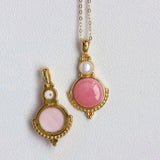Pink Enamel Pearl Clavicle Chain Necklace for Girlfriend