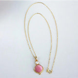 Pink Enamel Pearl Clavicle Chain Necklace for Girlfriend