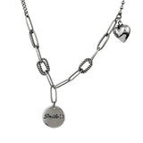 925 Sterling Silver Cat Pendant Necklace Round Letters Vintage Chain XL003