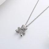 Zircon Bear Pendant Necklace S925 Silver Choker for Women
