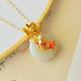 Vintage Hetian Jade Circular Pendant Clavicle Chain Necklace