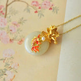 Vintage Hetian Jade Circular Pendant Clavicle Chain Necklace