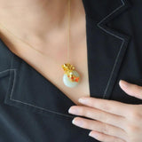 Vintage Hetian Jade Circular Pendant Clavicle Chain Necklace