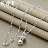 925 Silver Pacifier Round Beads Pendant Necklace 18 Inch Chain