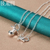 925 Silver Pacifier Round Beads Pendant Necklace 18 Inch Chain