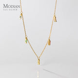 925 Silver Gypsophila Rainbow Zirconia Necklace Women Long Chain Platinum Plated