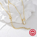 925 Silver Zircon Square Pendant Short Necklace For Women