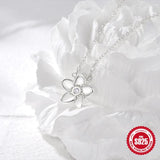 925 Sterling Silver Zircon Flower Pendant Necklace for Women Wedding Party