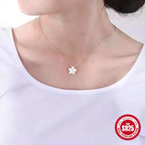925 Sterling Silver Zircon Flower Pendant Necklace for Women Wedding Party