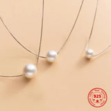925 Silver Pearl Collarbone Necklace Wedding Anniversary Jewelry Gift