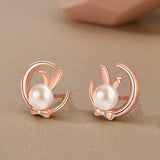 Sterling Silver Rabbit Moon Pendant Necklace for Ladies