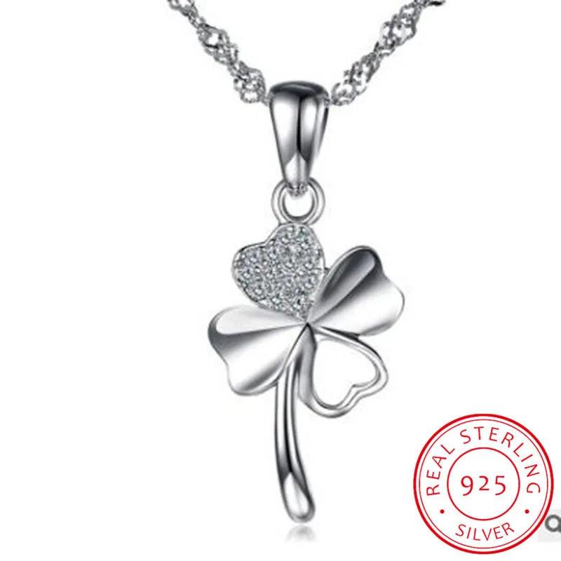 925 Silver Crystal Pendant Necklace for Women Wedding Party