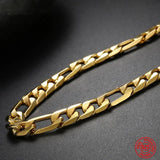 18K 8MM Flat Necklace Chain for Men Women Jewelry