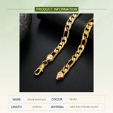 18K 8MM Flat Necklace Chain for Men Women Jewelry