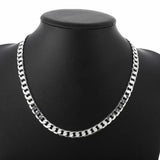 925 Sterling Silver 8MM Flat Sideways Chain Necklace 16-24 inch Wedding Jewelry