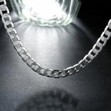925 Sterling Silver 8MM Flat Sideways Chain Necklace 16-24 inch Wedding Jewelry