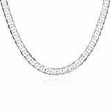 925 Sterling Silver 8MM Flat Sideways Chain Necklace 16-24 inch Wedding Jewelry