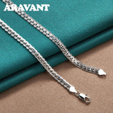 925 Silver 6mm Full Sideways Necklace 16/18/20/22/24 Inch Chain