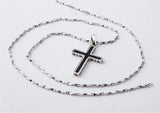 Men's Silver Cross Pendant Necklace Choker 925 Jewelry Accessory
