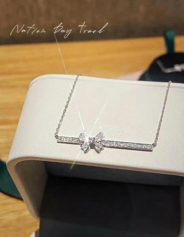 S925 Silver Bowknot Necklace Set for Women