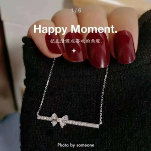 S925 Silver Bowknot Necklace Set for Women