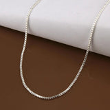 925 Sterling Silver Slim Box Chain Necklace Women Girls 16-24inch Jewelry