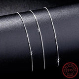 925 Sterling Silver Slim Box Chain Necklace Women Girls 16-24inch Jewelry