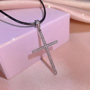 925 Silver Cross Pendant Geometric Necklace for Women