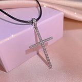 925 Silver Cross Pendant Geometric Necklace for Women