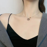 14k Real Rose Flower Pearl Chain Pendant Necklace for Women