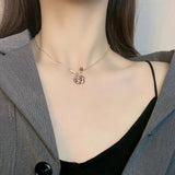 14k Real Rose Flower Pearl Chain Pendant Necklace for Women