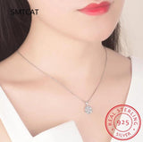 Pink Crystal Sakura Pendant 925 Sterling Silver Necklaces For Women