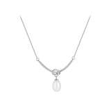 925 Silver Pearl Knot Choker Necklace Women Fine Jewelry